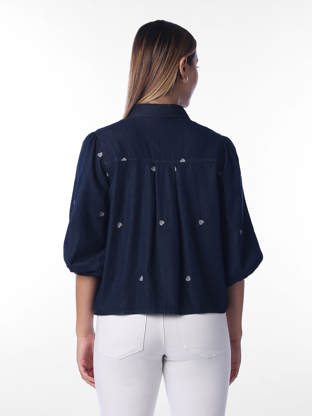 Dark Blue Embroidered Shirt