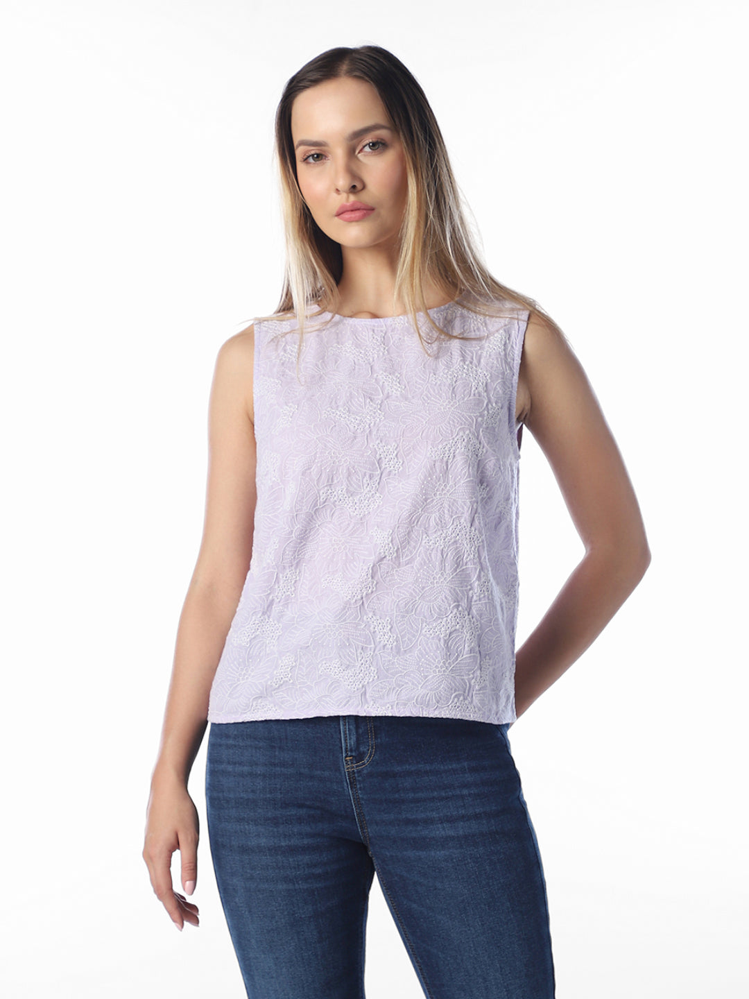 Lilac Embroidered Top