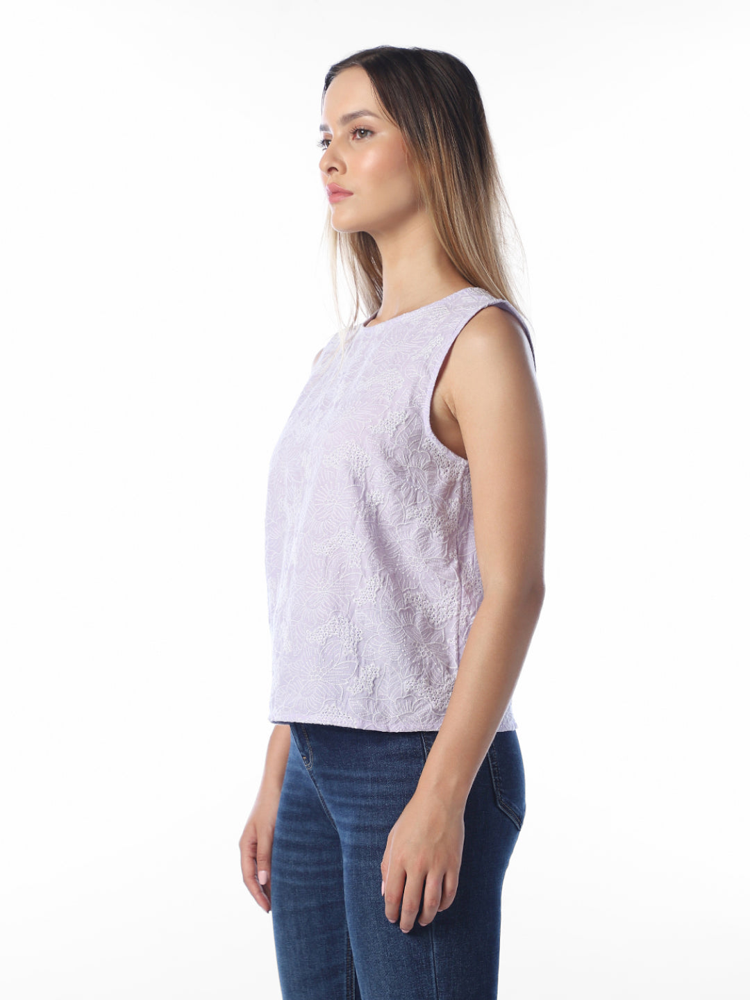 Lilac Embroidered Top