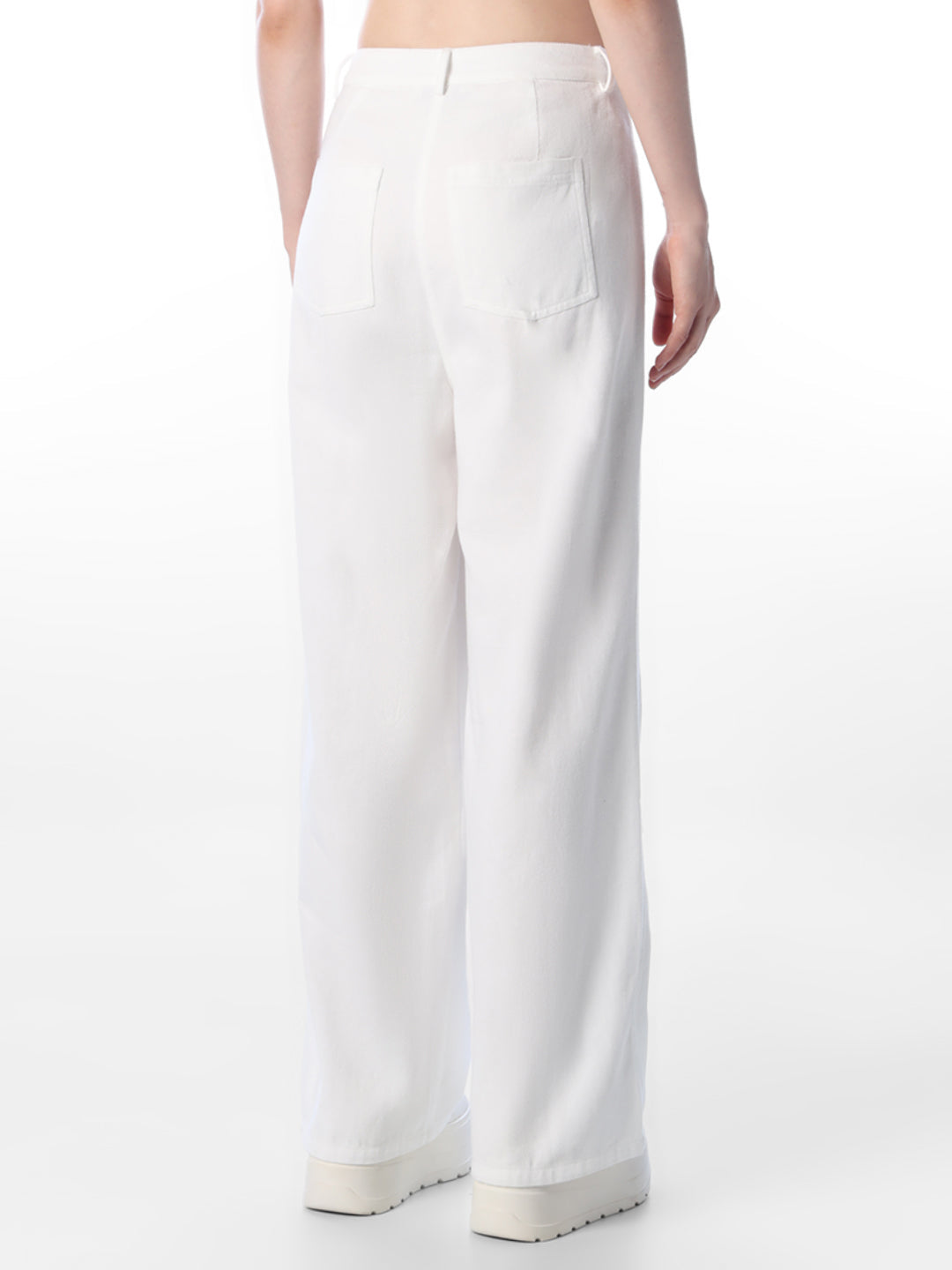 White Embroidered Cotton Pants