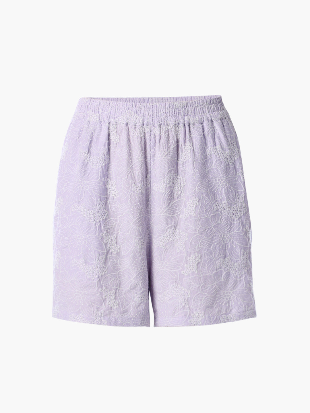 Purple Embroidered Shorts
