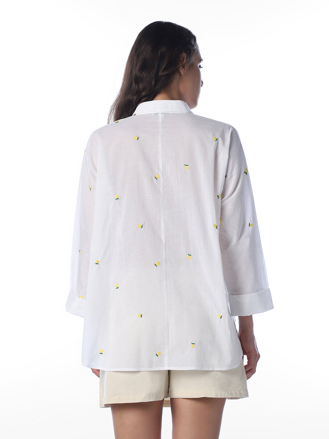 White Embroidered Oversized Shirt