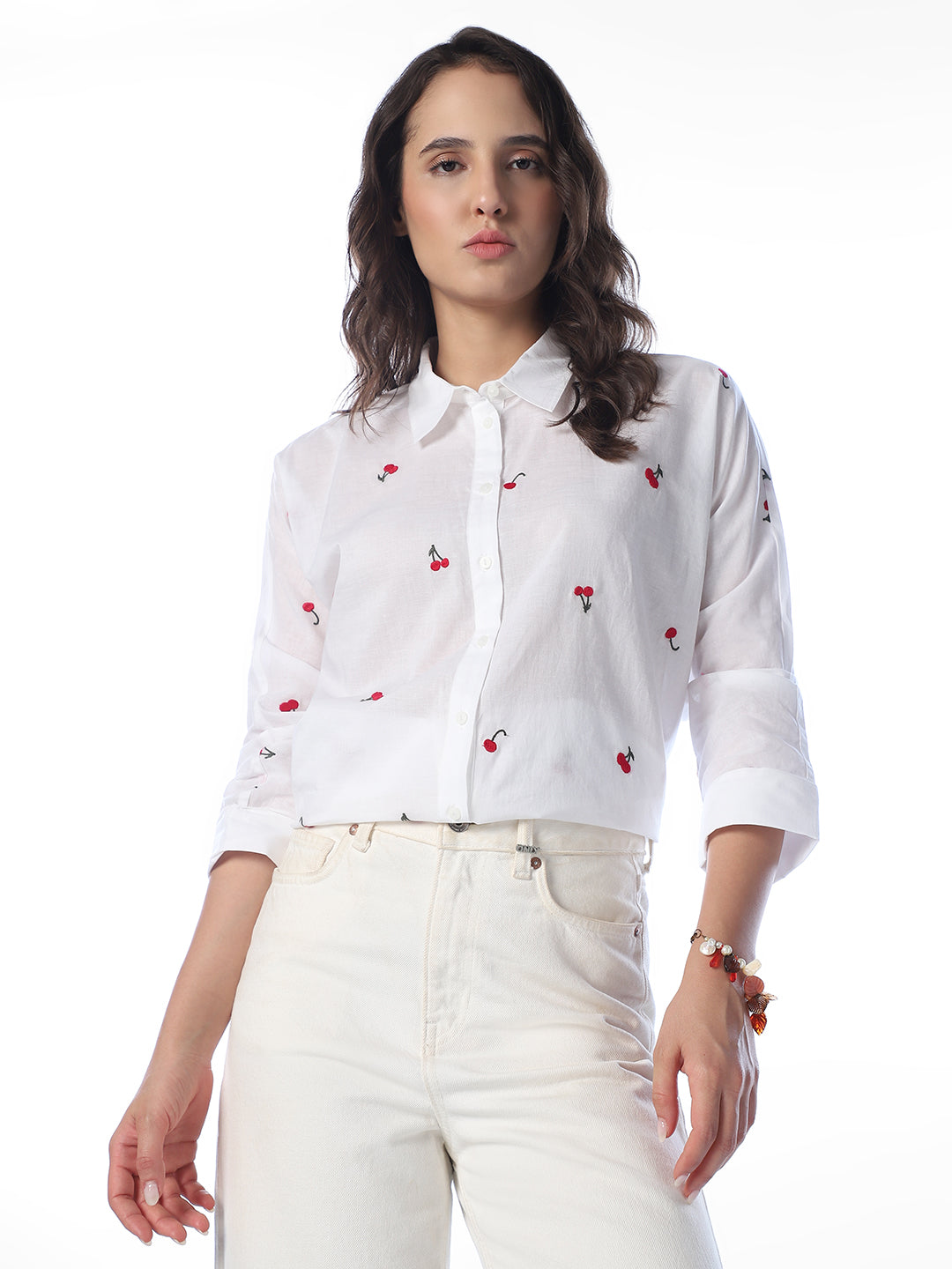 White Embroidered Oversized Shirt