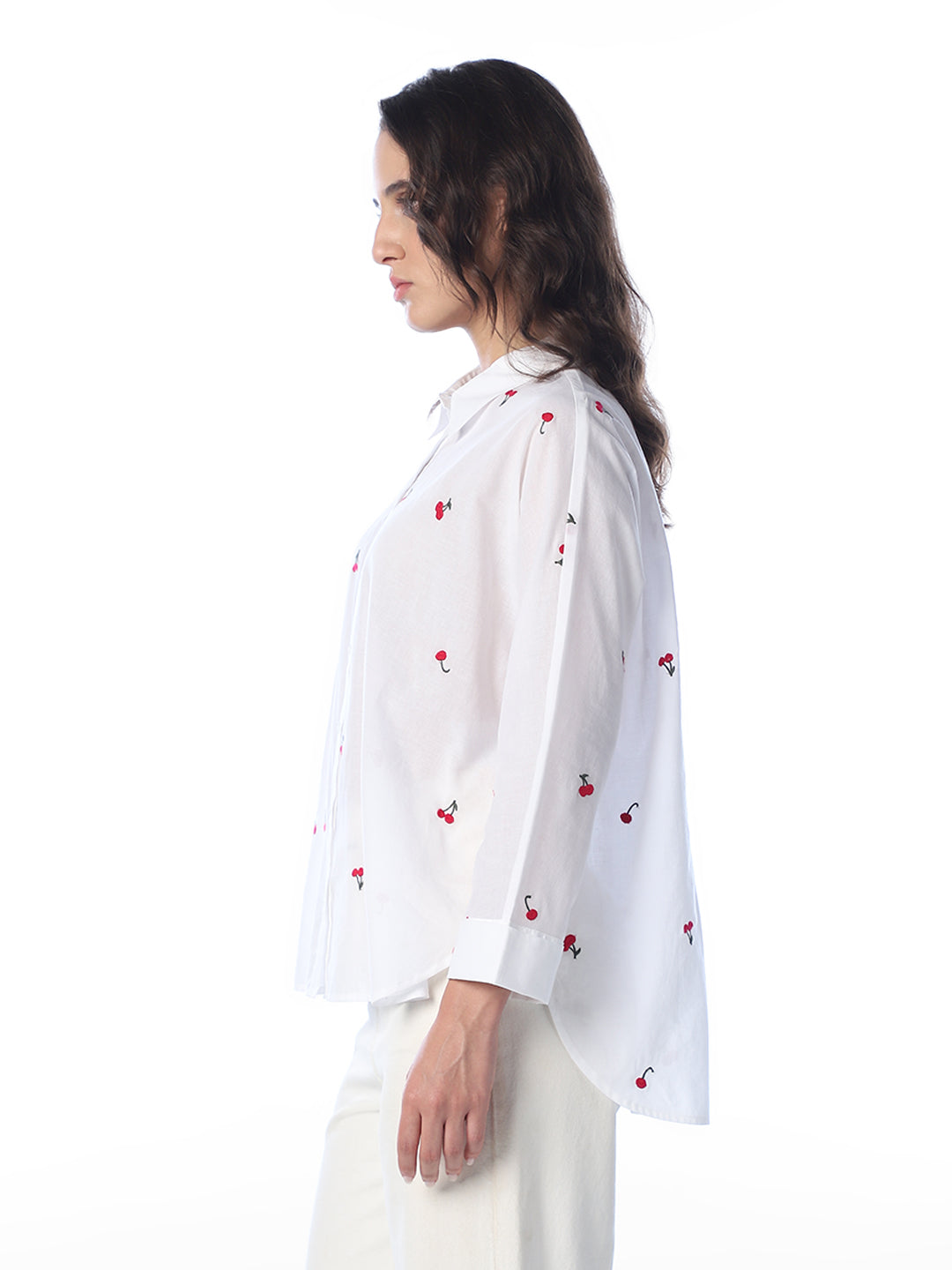 White Embroidered Oversized Shirt