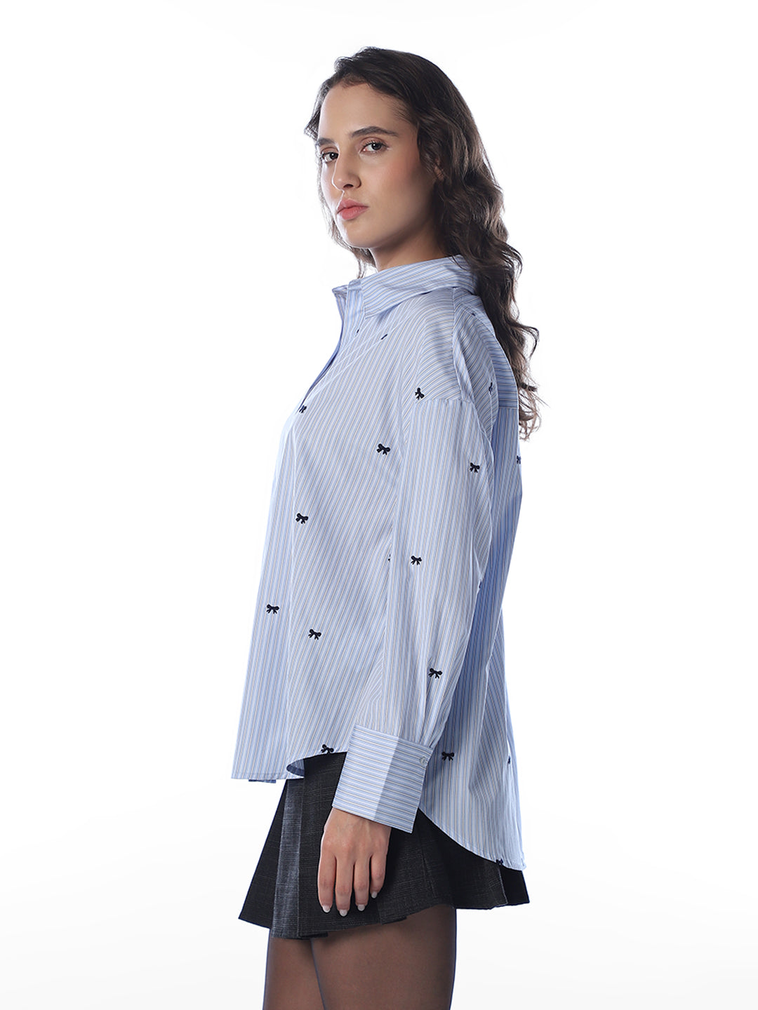 Embroidered Bow Print Shirt
