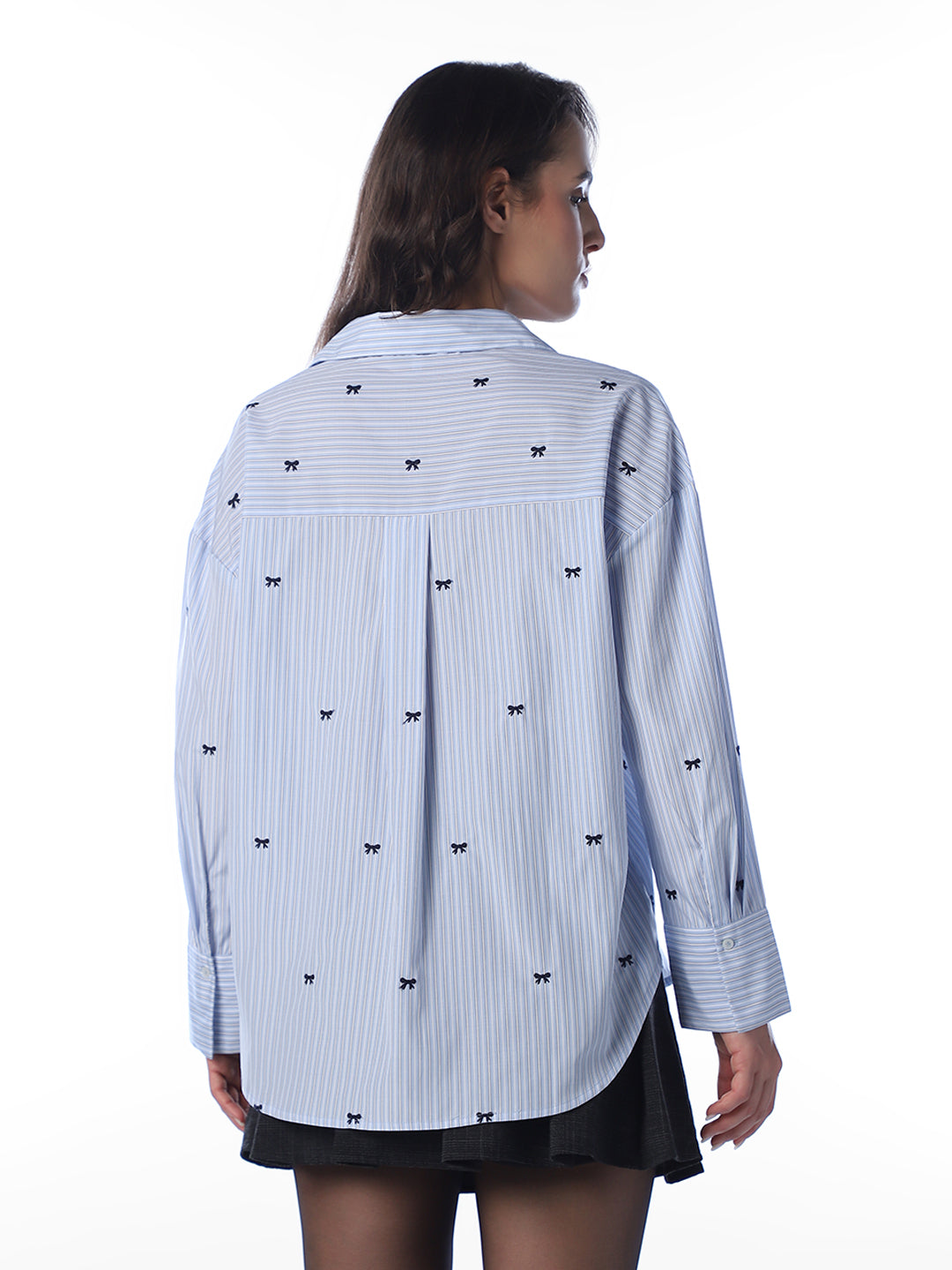 Embroidered Bow Print Shirt