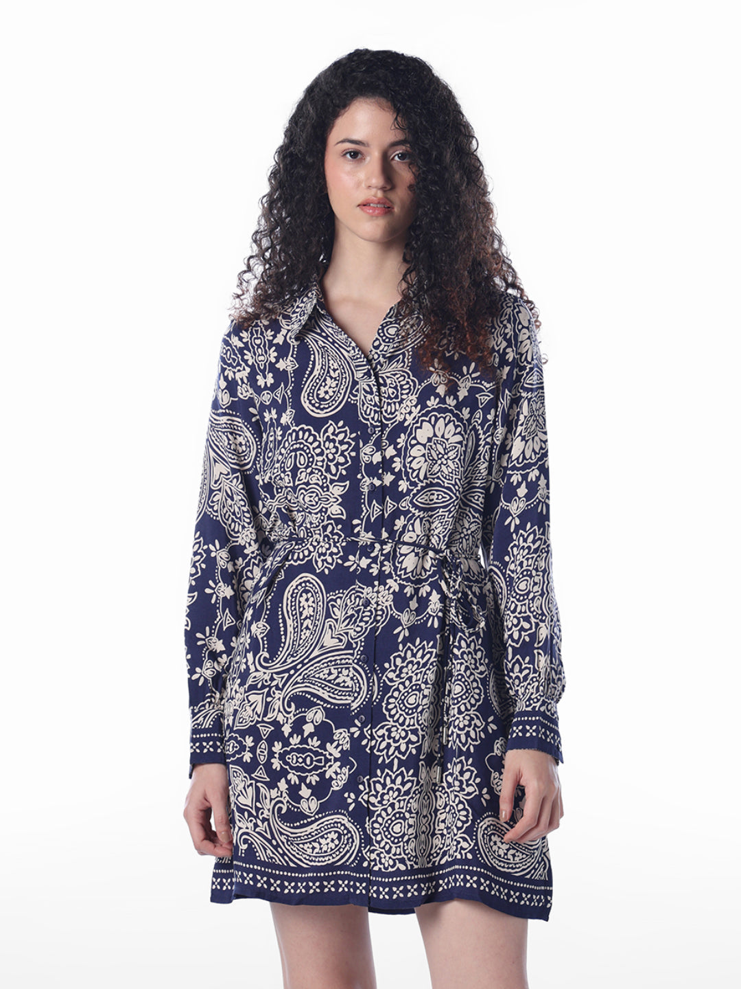 Paisley-print shirt dress