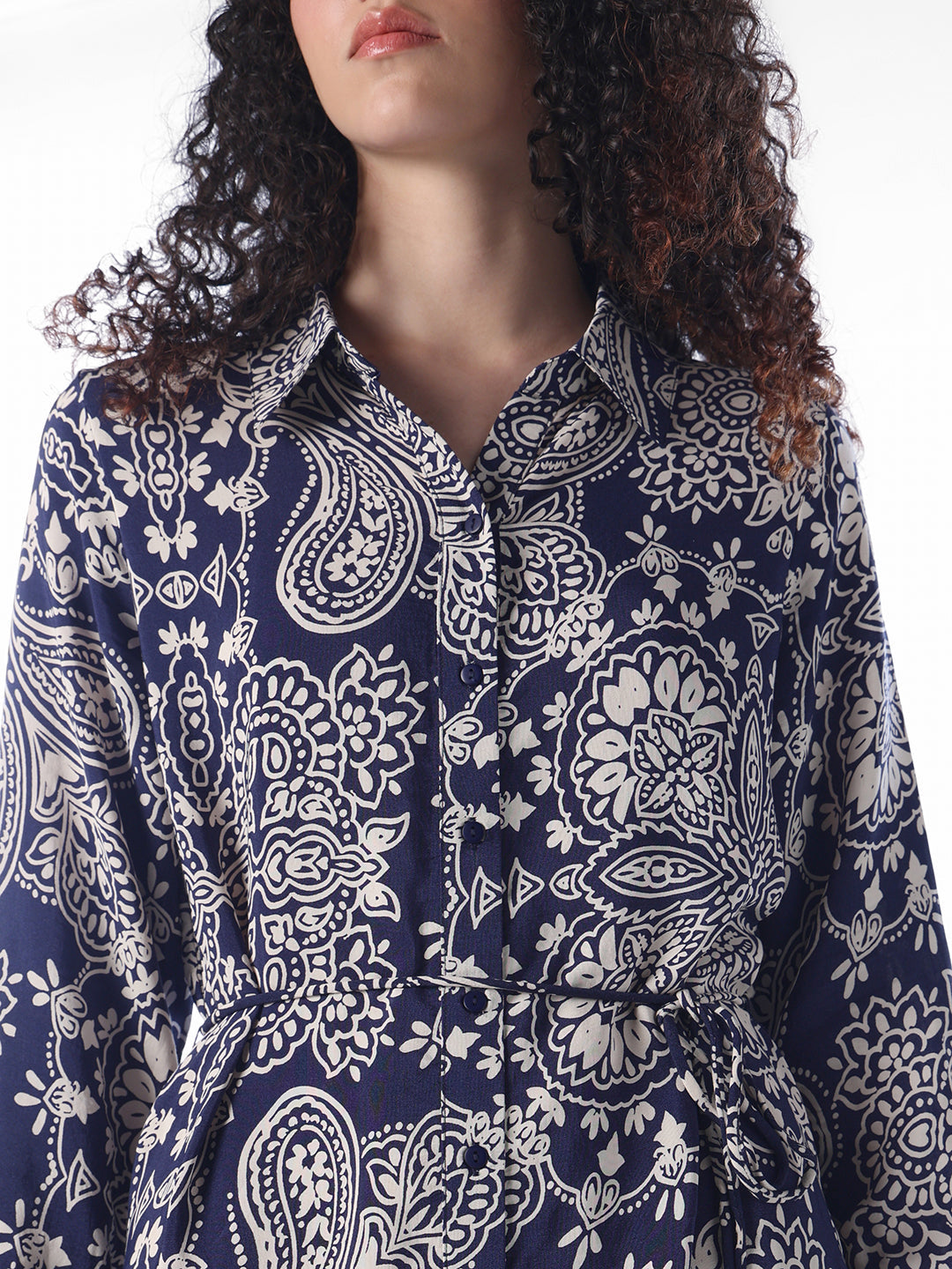 Paisley-print shirt dress