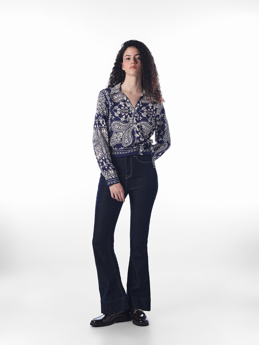 Paisley-print wrap top