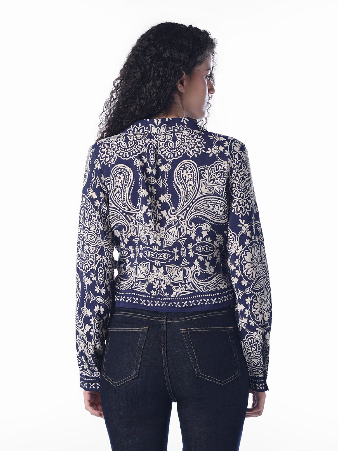 Paisley-print wrap top