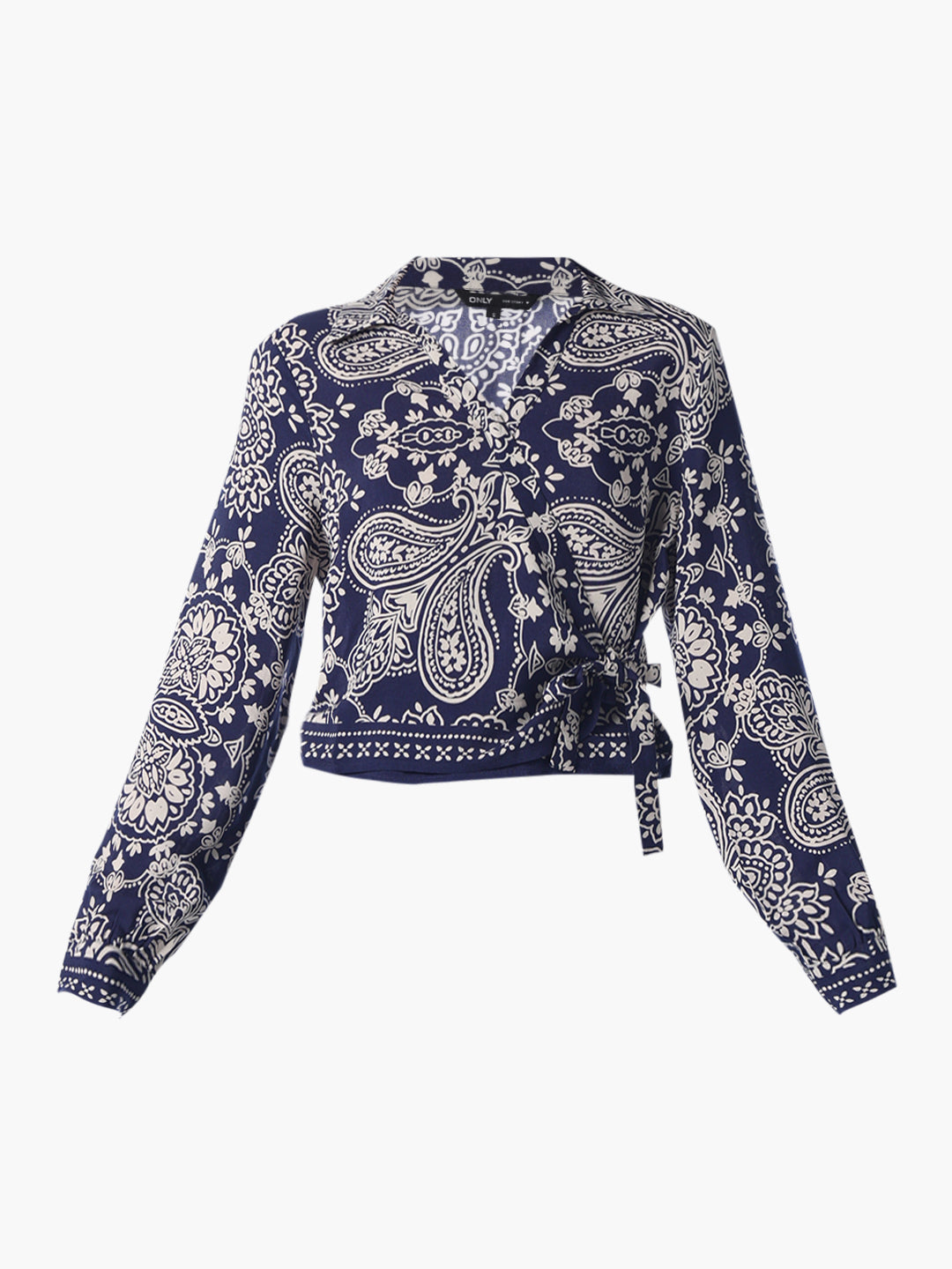 Paisley-print wrap top