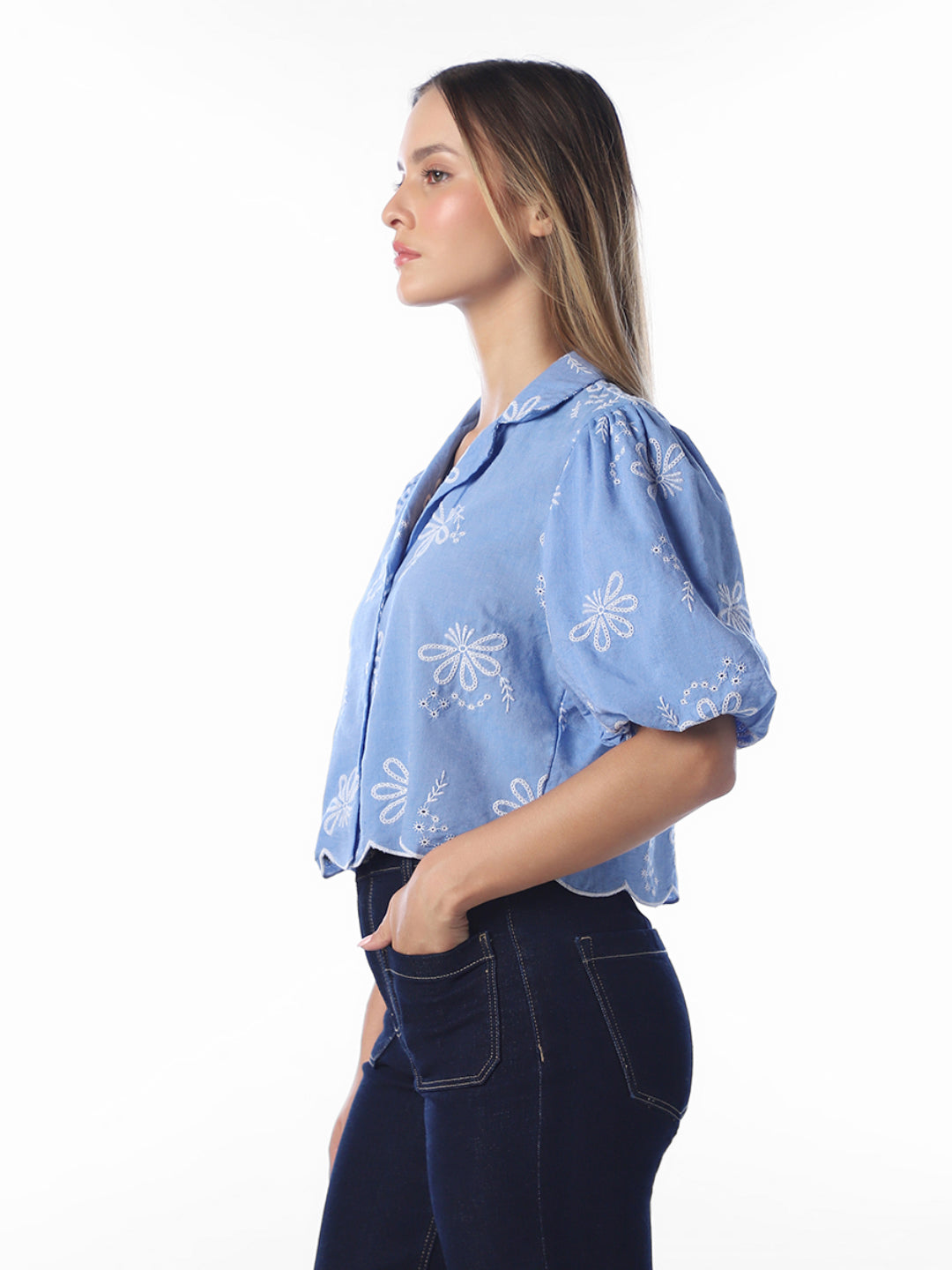 Blue Embroidered Shirt