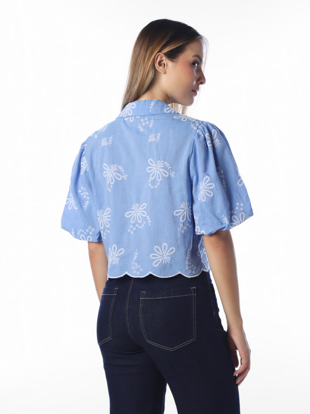 Blue Embroidered Shirt