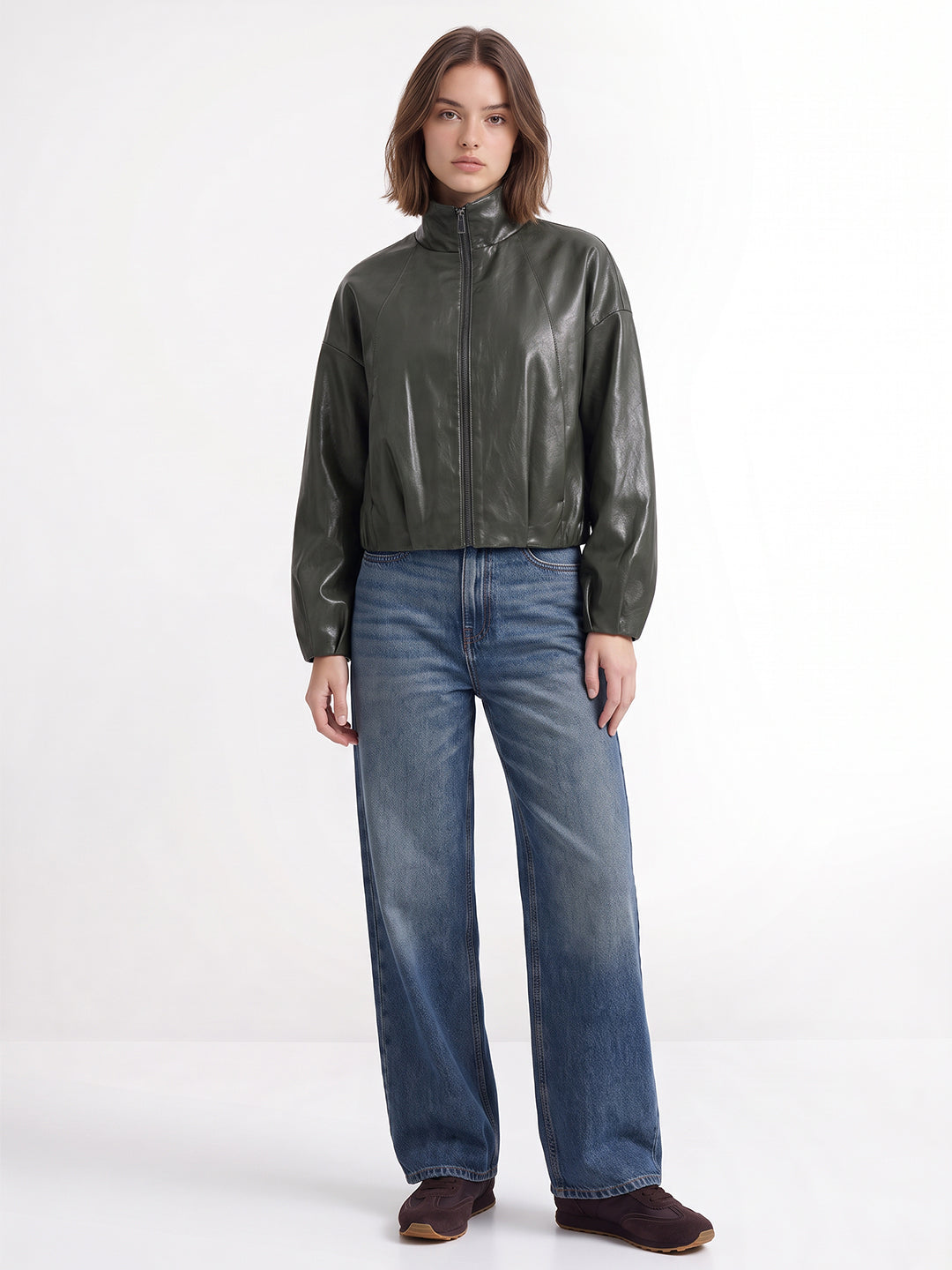 FAUX LEATHER HIGH NECK Jacket
