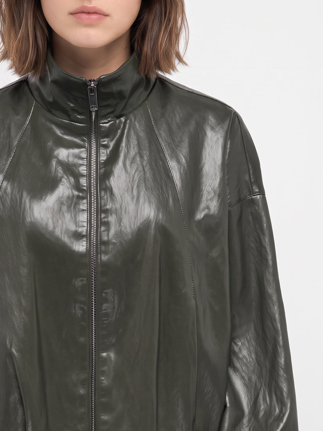 FAUX LEATHER HIGH NECK Jacket