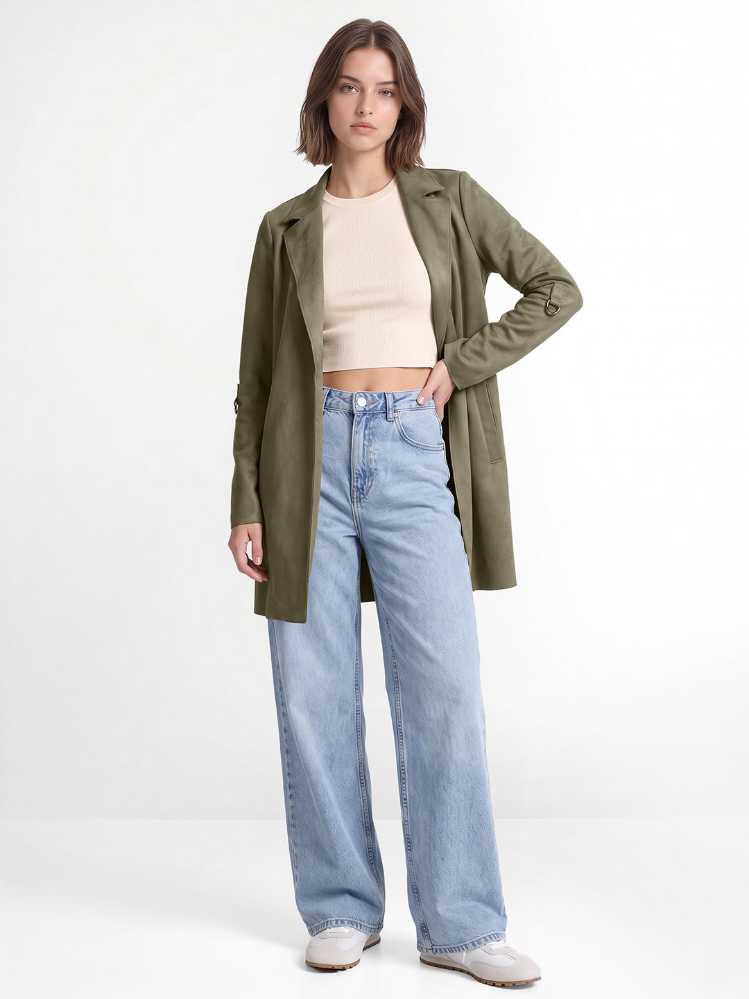 Olive Faux Suede Coat