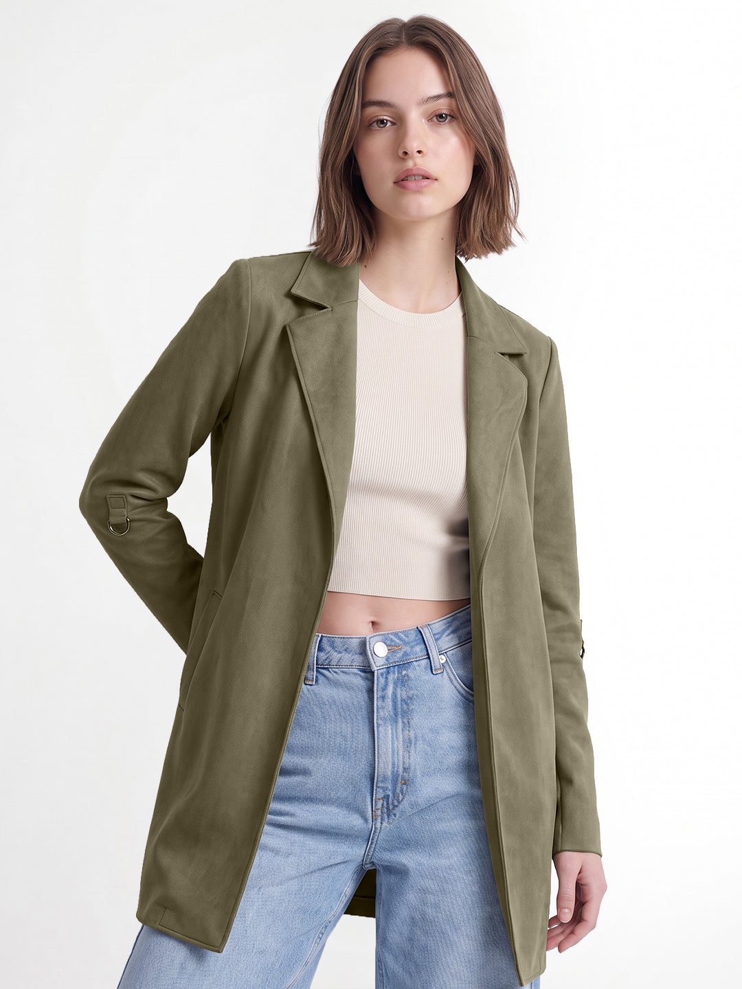 Olive Faux Suede Coat