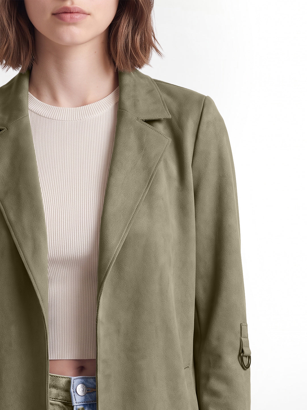 Olive Faux Suede Coat