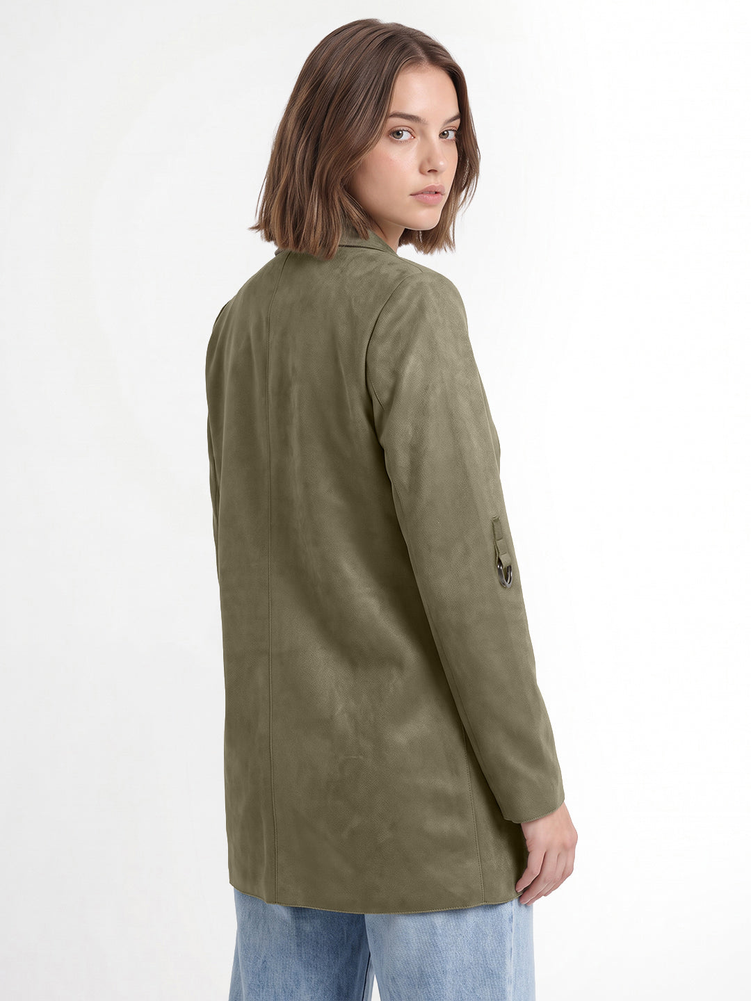 Olive Faux Suede Coat