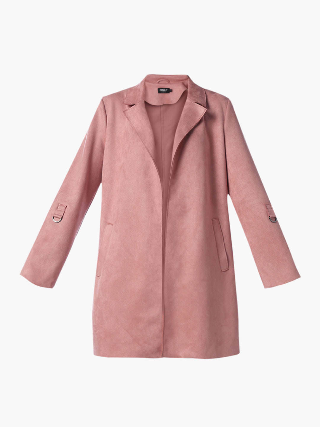 Pink Faux Suede Overcoat