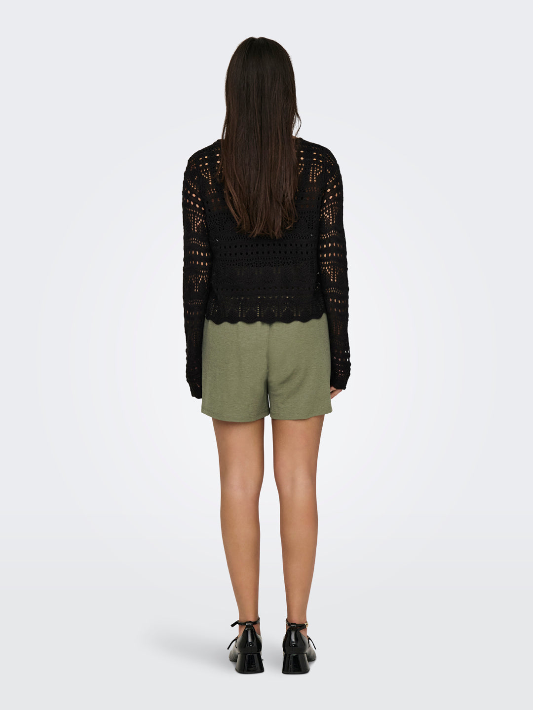 Black Crochet Knit Pullover