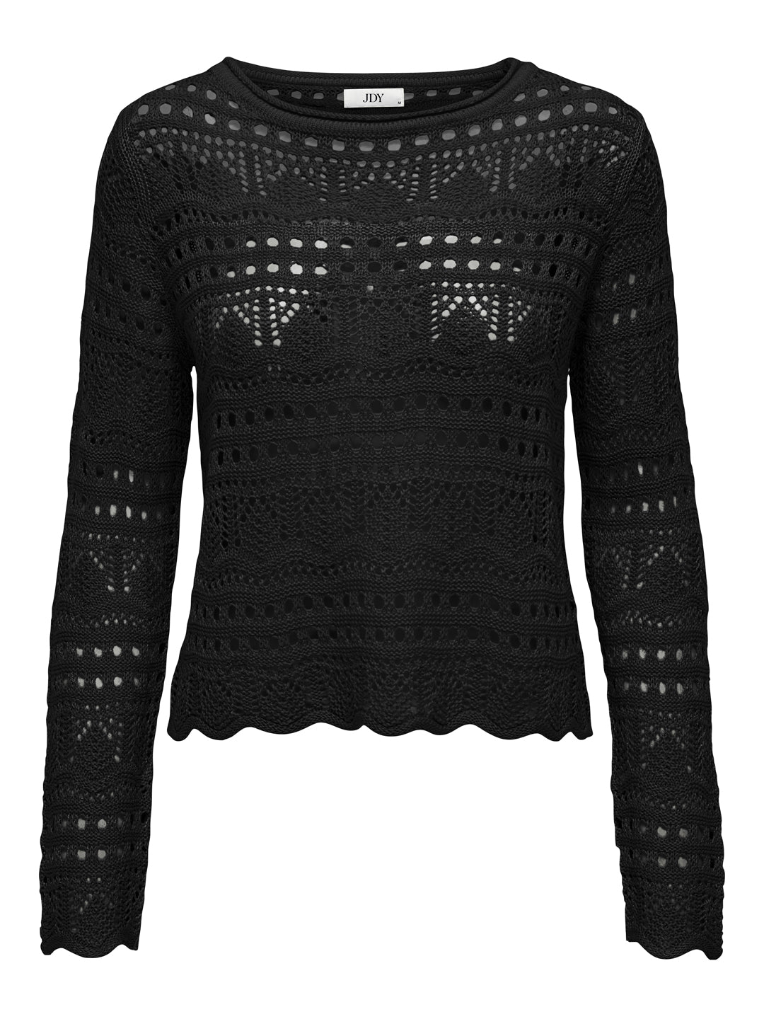 Black Crochet Knit Pullover