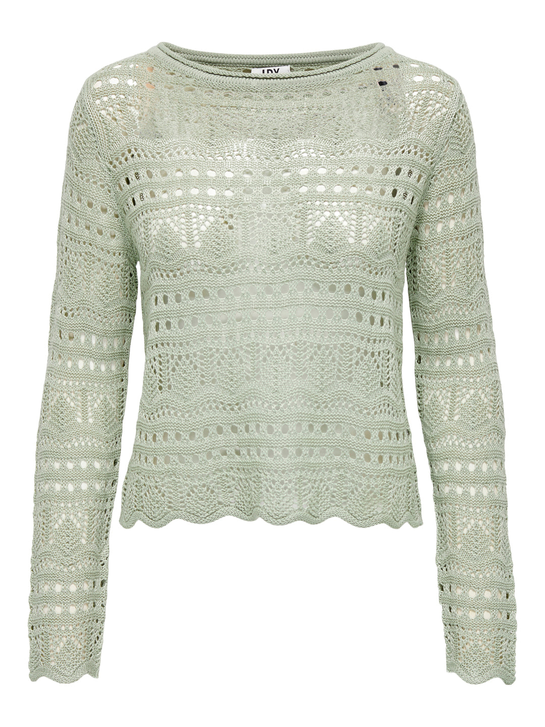 Green Crochet Knit Pullover