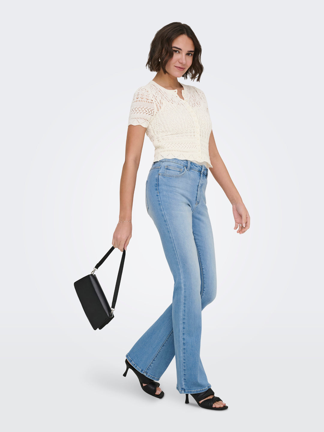 Off-White Pearl Button Knit Top