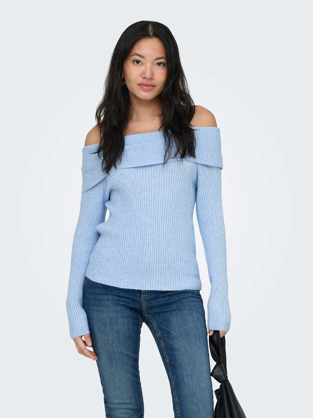 Light Blue Off Shoulder Pullover