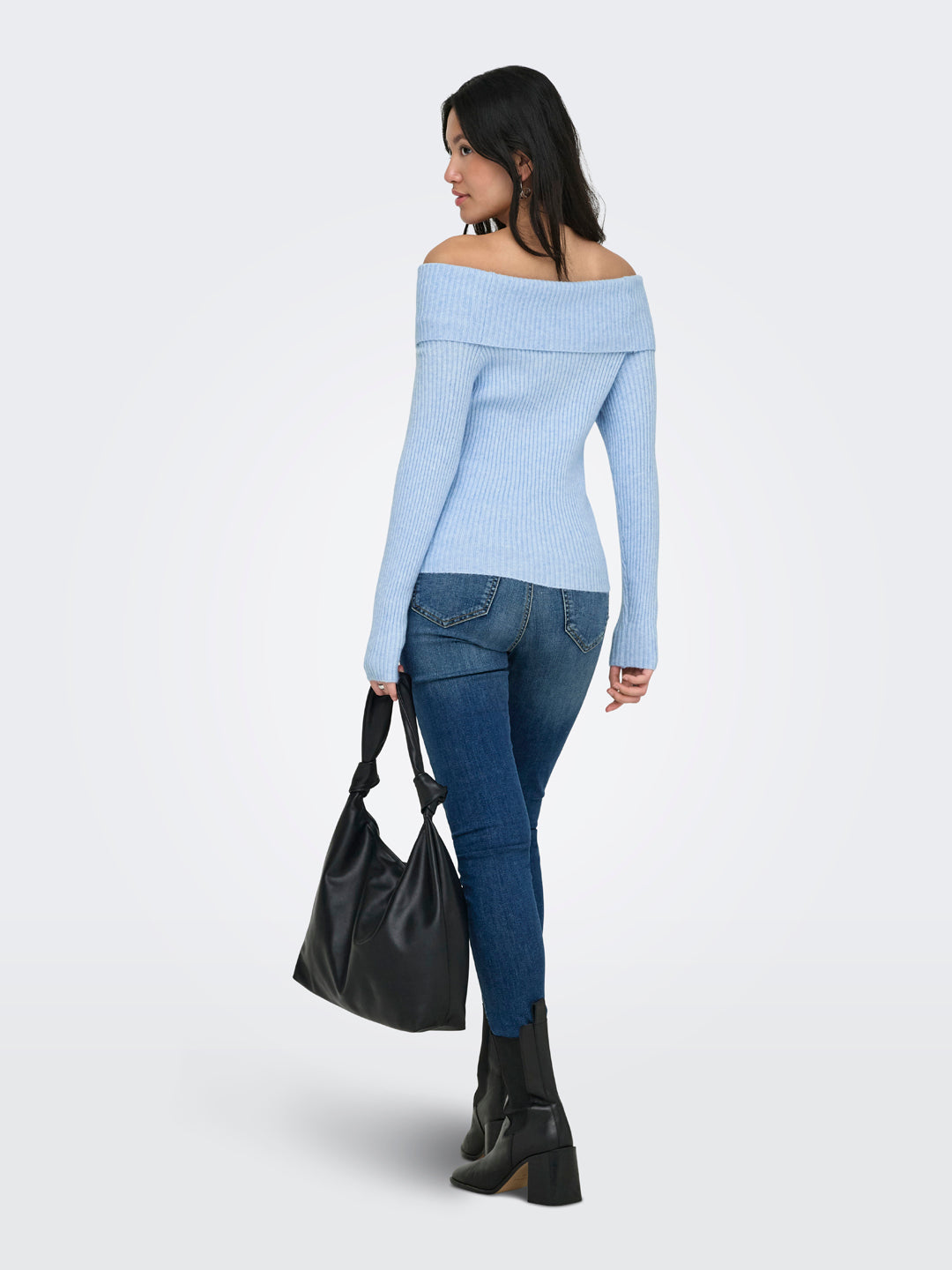 Light Blue Off Shoulder Pullover