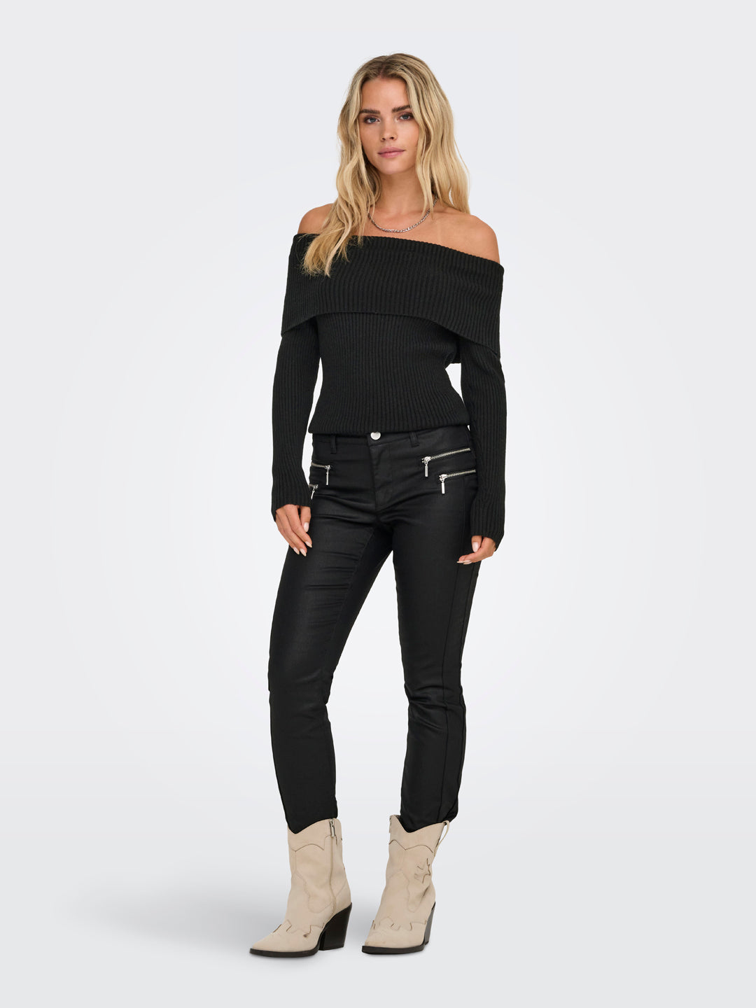 Black Off Shoulder Pullover