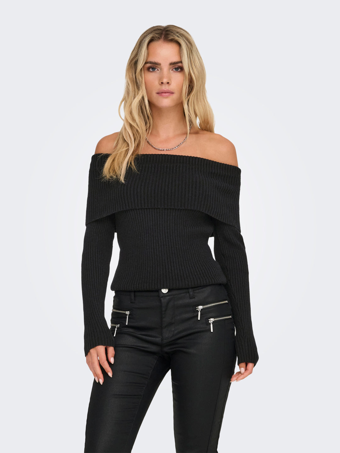 Black Off Shoulder Pullover