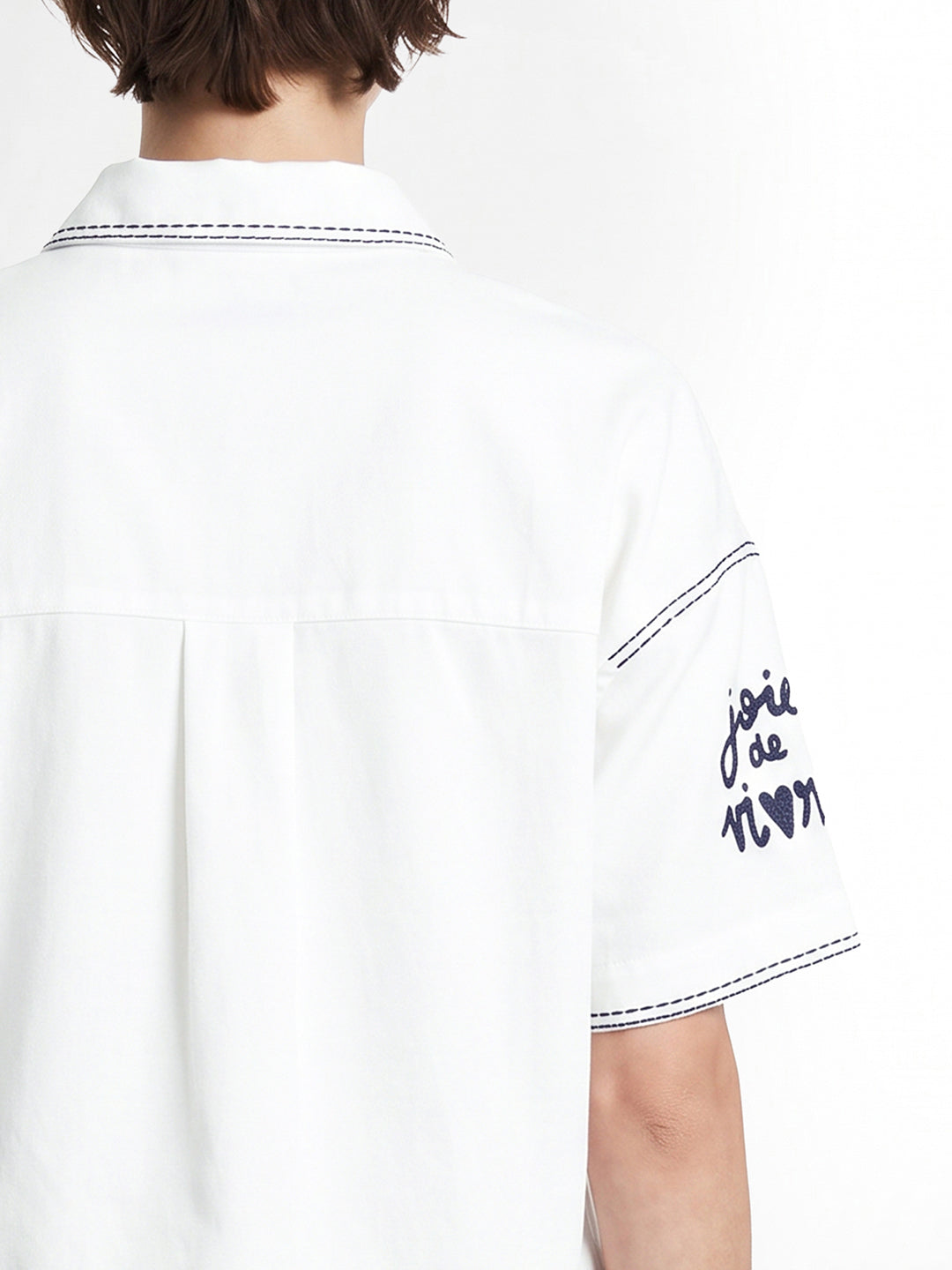 White Contrast Stitch Shirt