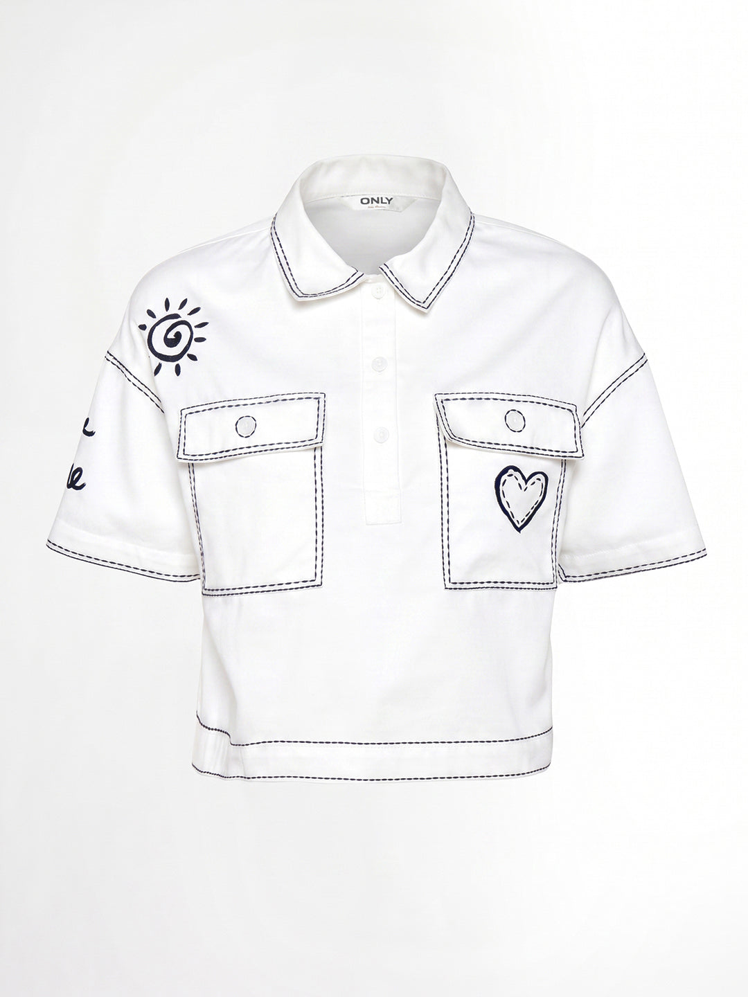 White Contrast Stitch Shirt