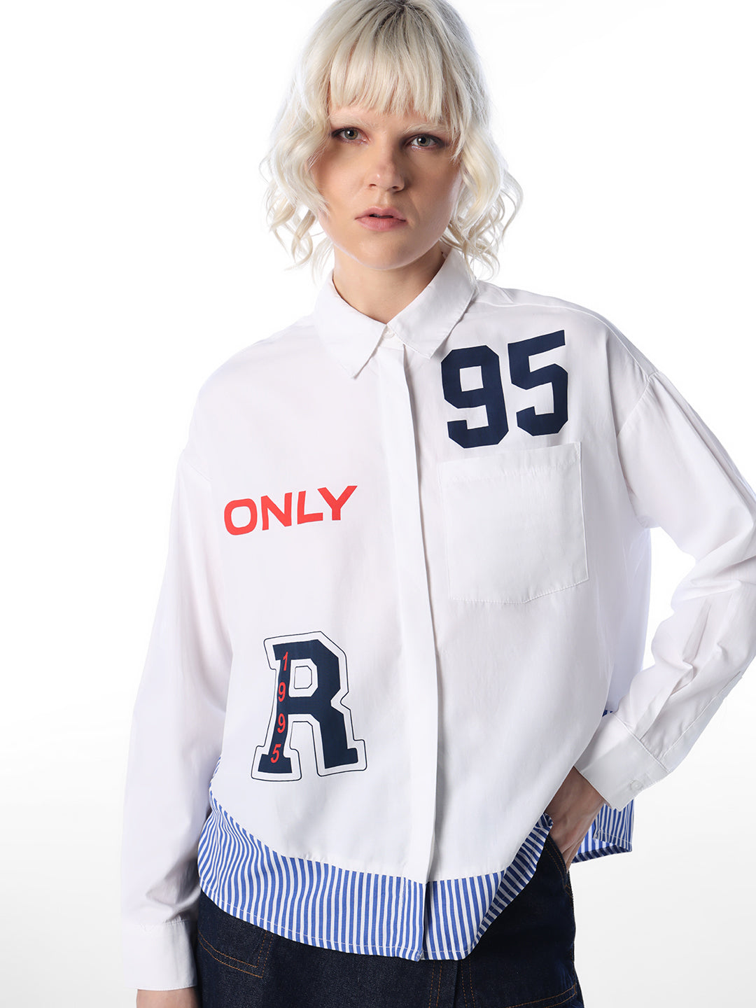 White Printed Cotton Shirt