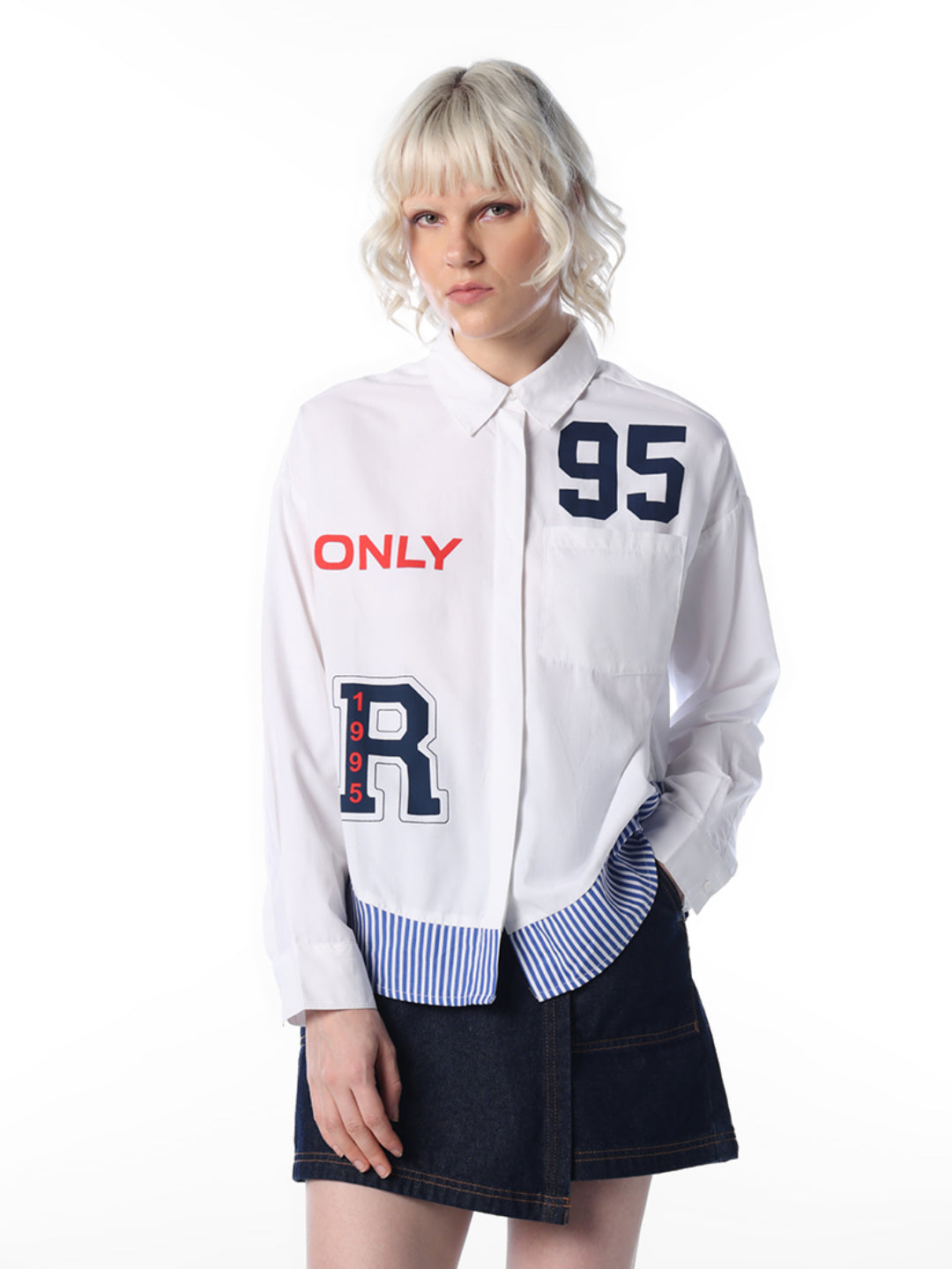 White Printed Cotton Shirt