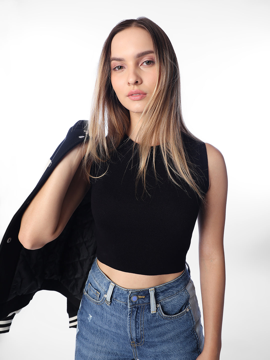 Ribbed sleeveless top