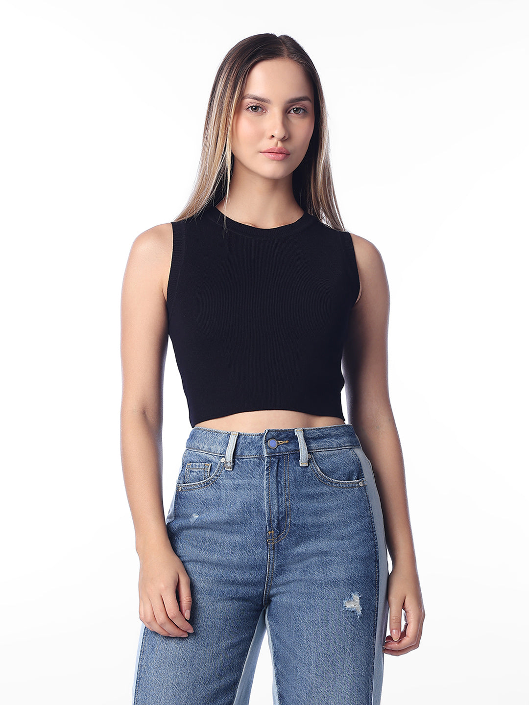 Ribbed sleeveless top