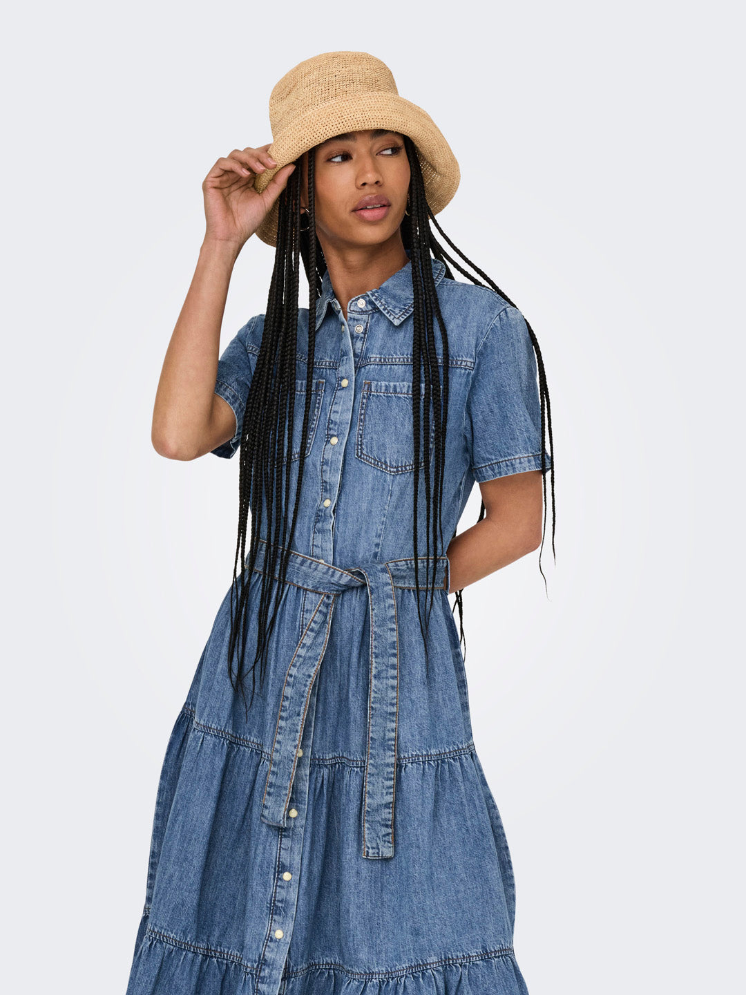 Layered Denim Shirt Dress
