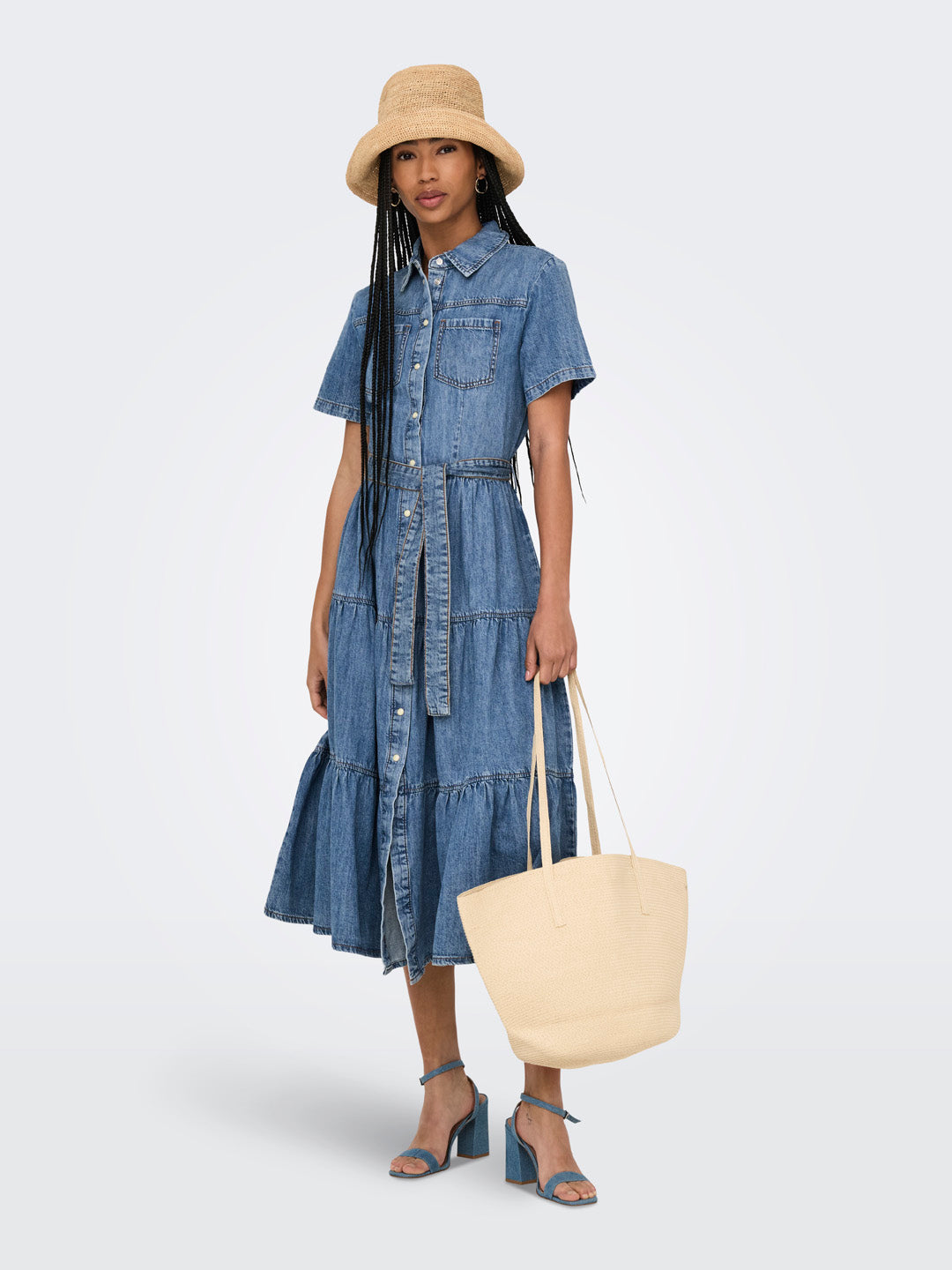 Layered Denim Shirt Dress