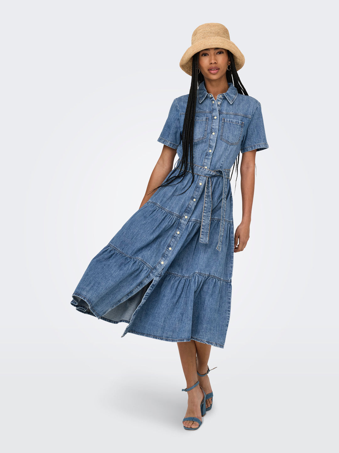 Layered Denim Shirt Dress