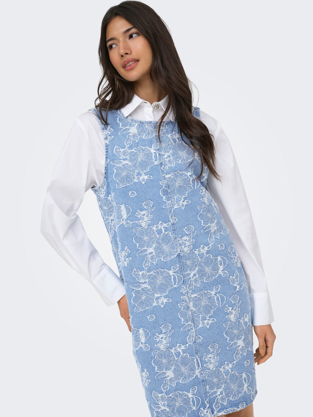 Light Blue Jacquard Denim Dress
