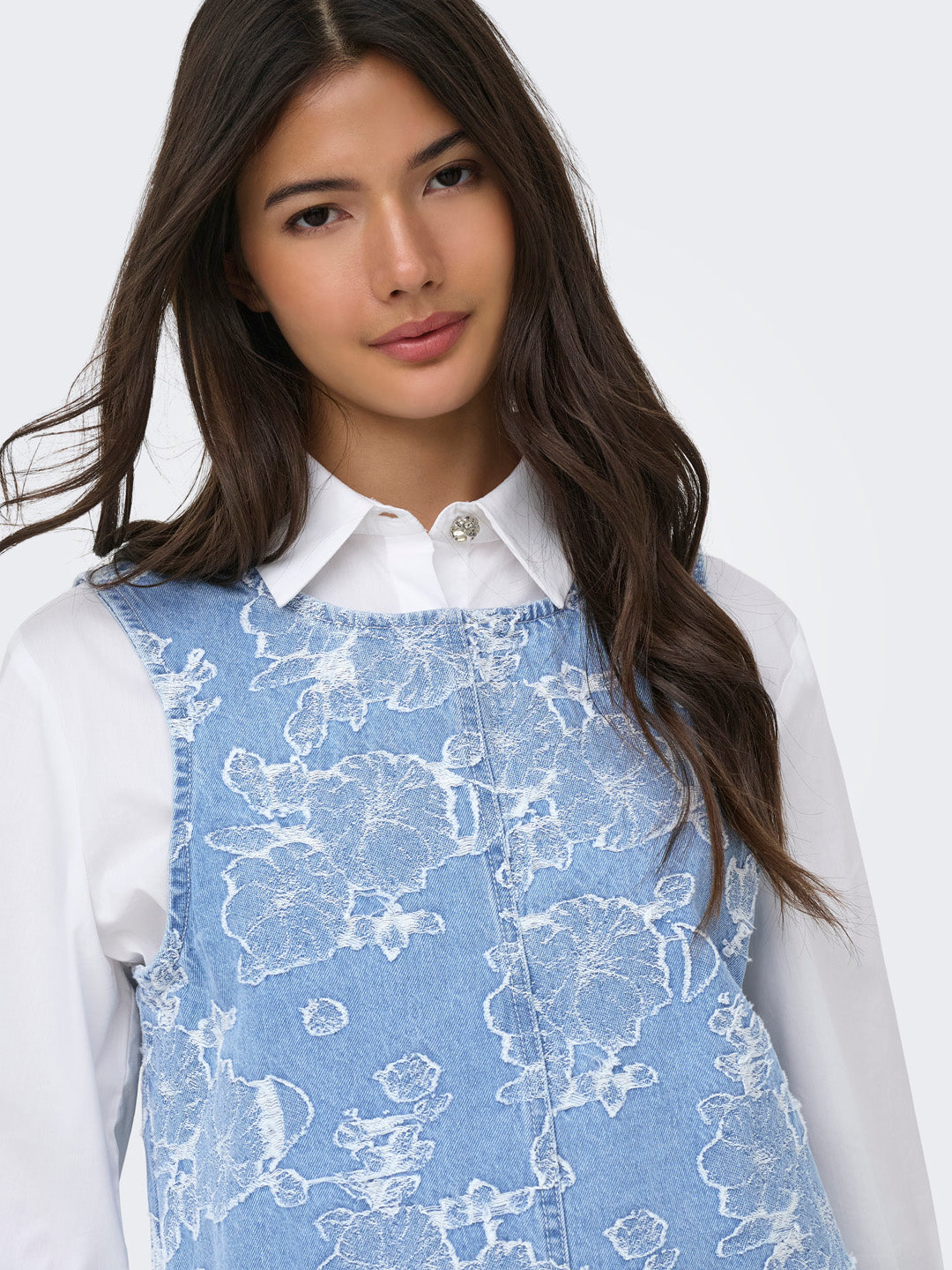Light Blue Jacquard Denim Dress