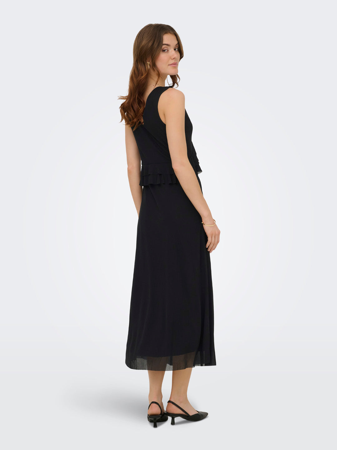 Black Frill Detail Long Dress