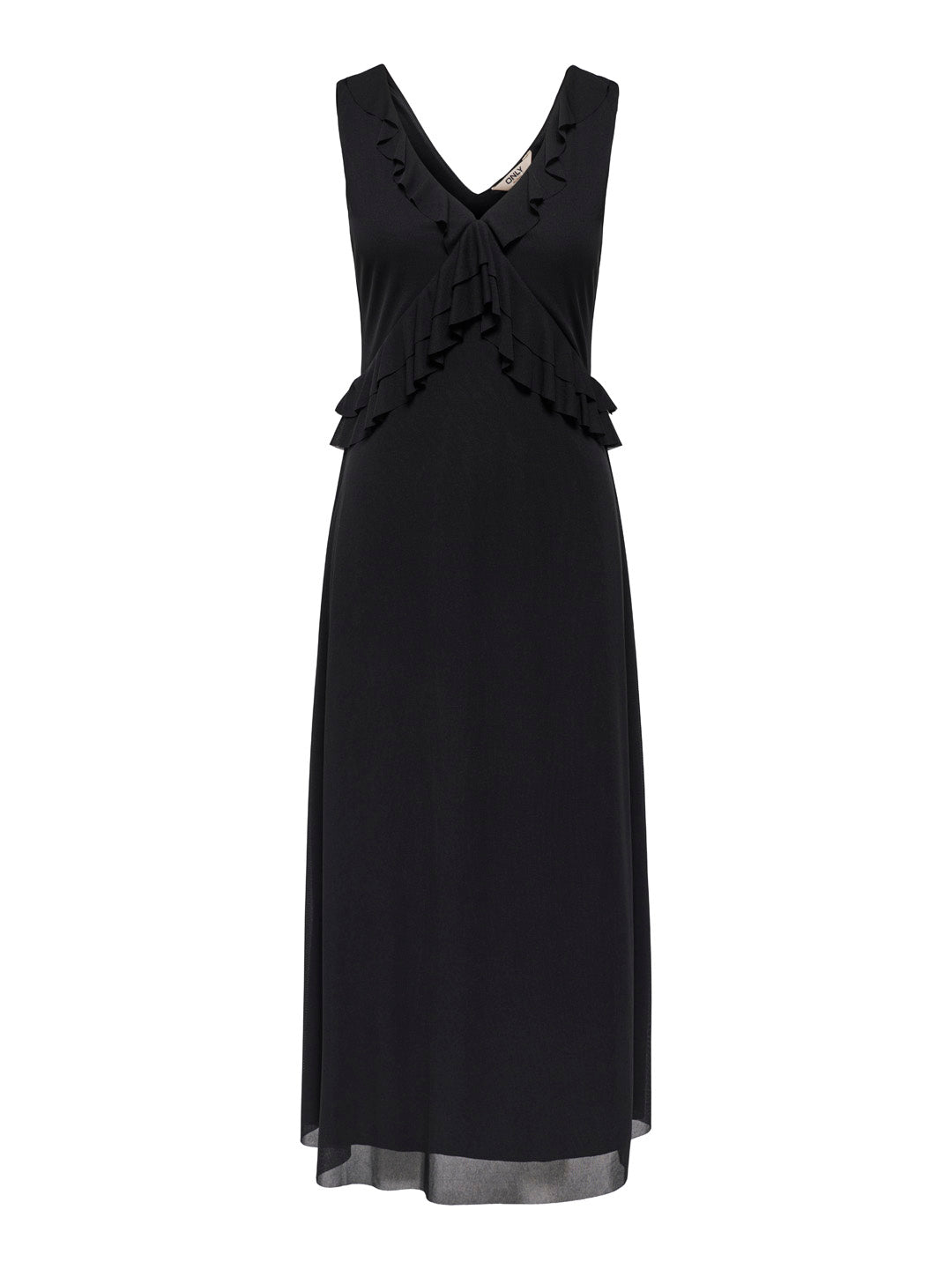 Black Frill Detail Long Dress