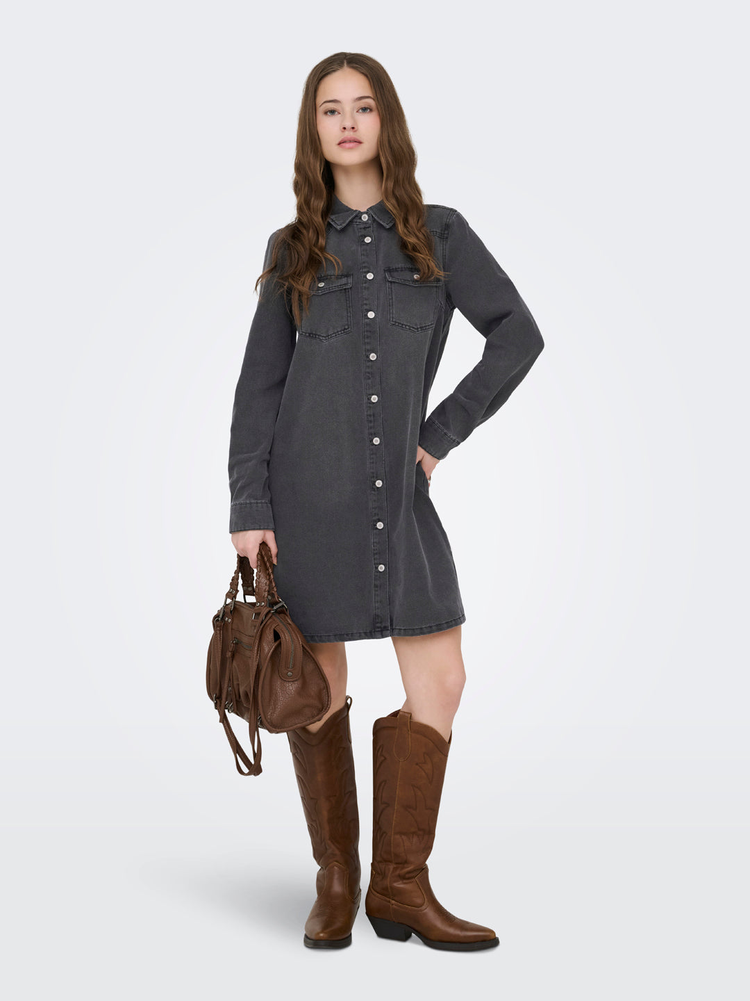 Black Washed Denim Dress