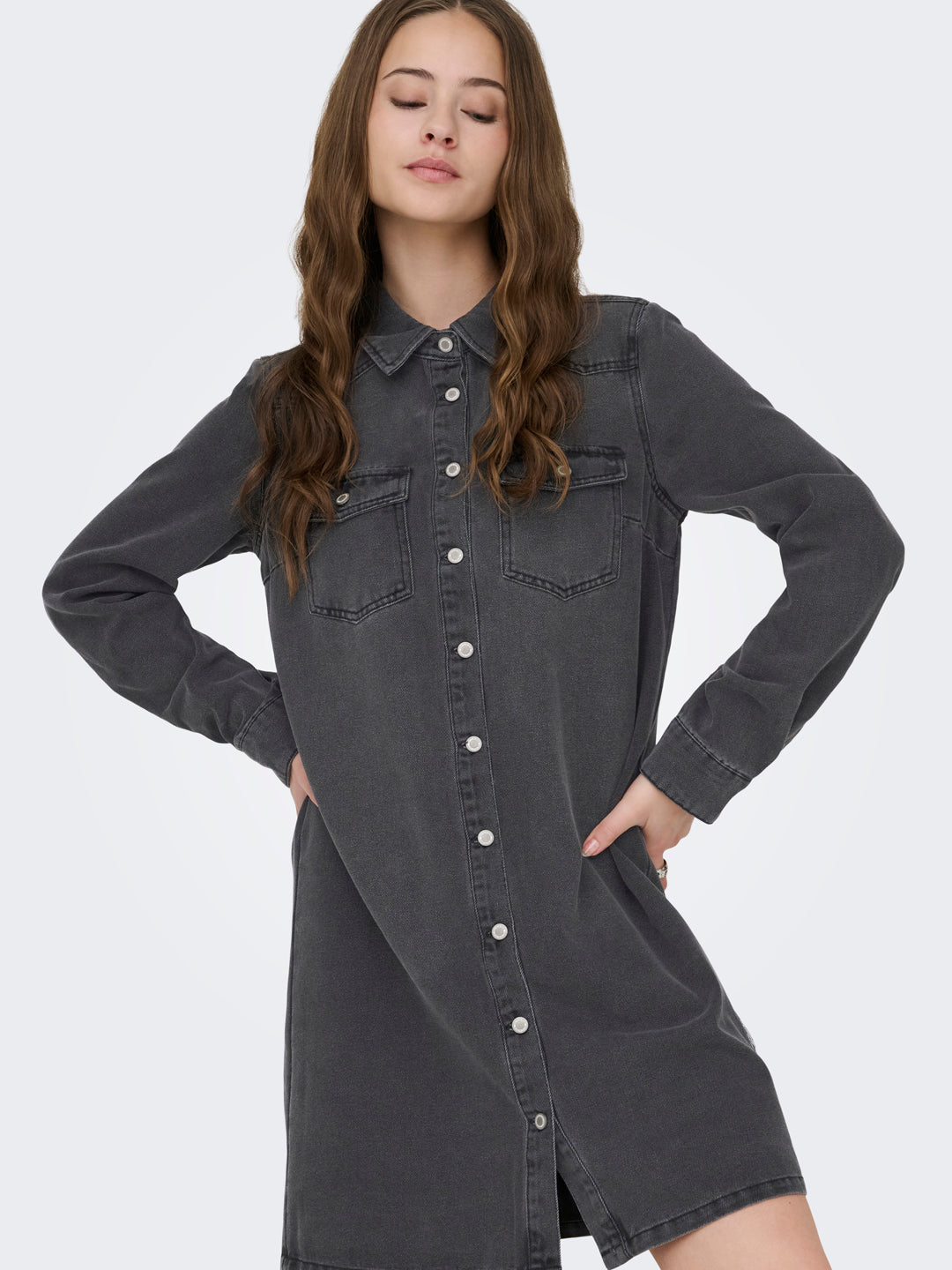 Black Washed Denim Dress