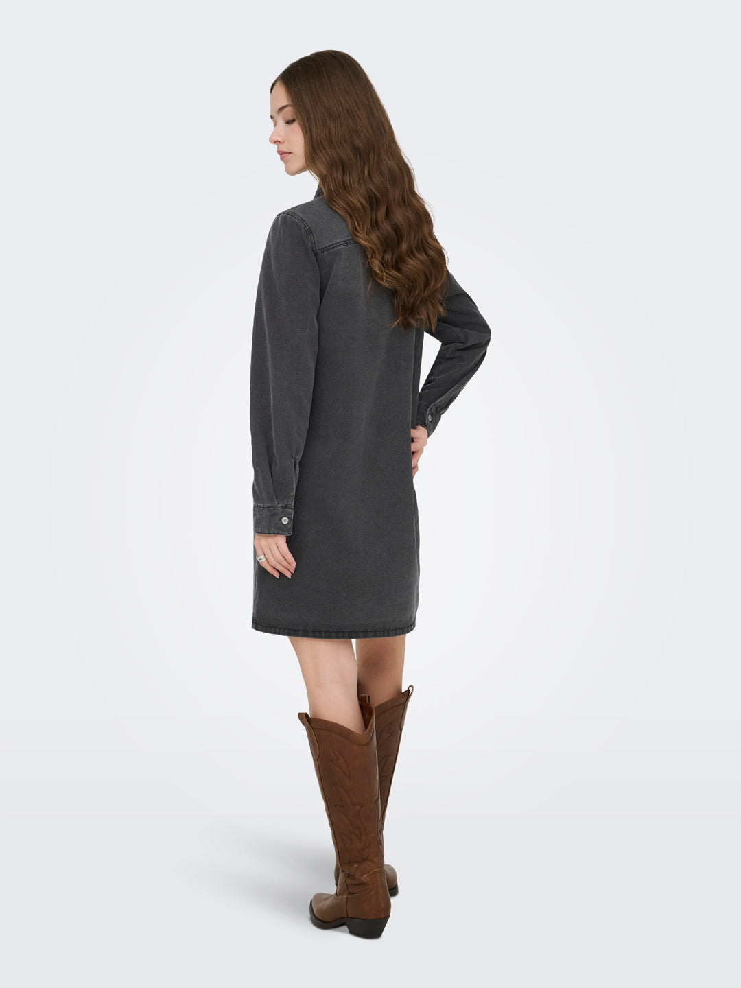 Black Washed Denim Dress