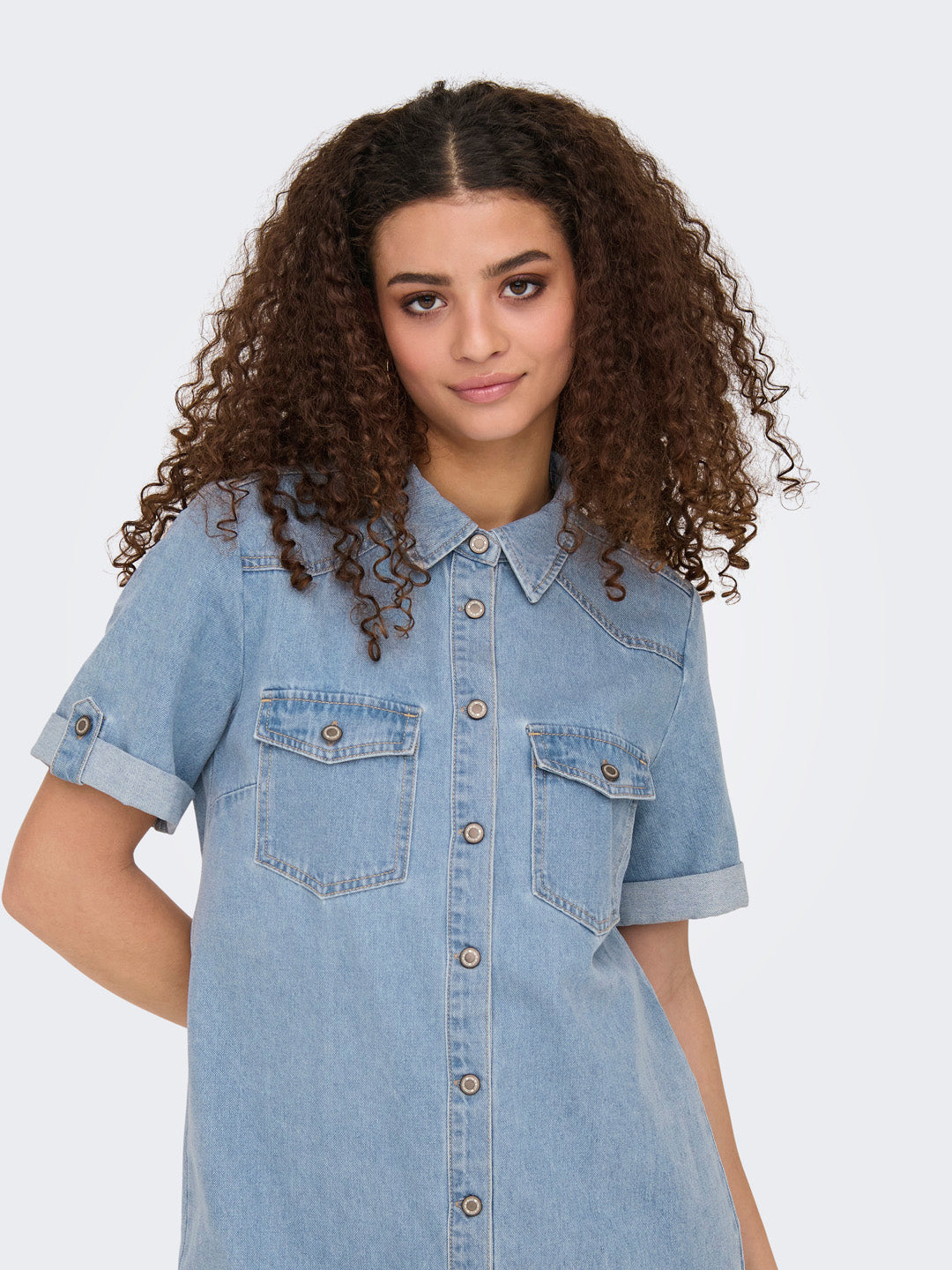 Light Blue Denim Shirt Dress
