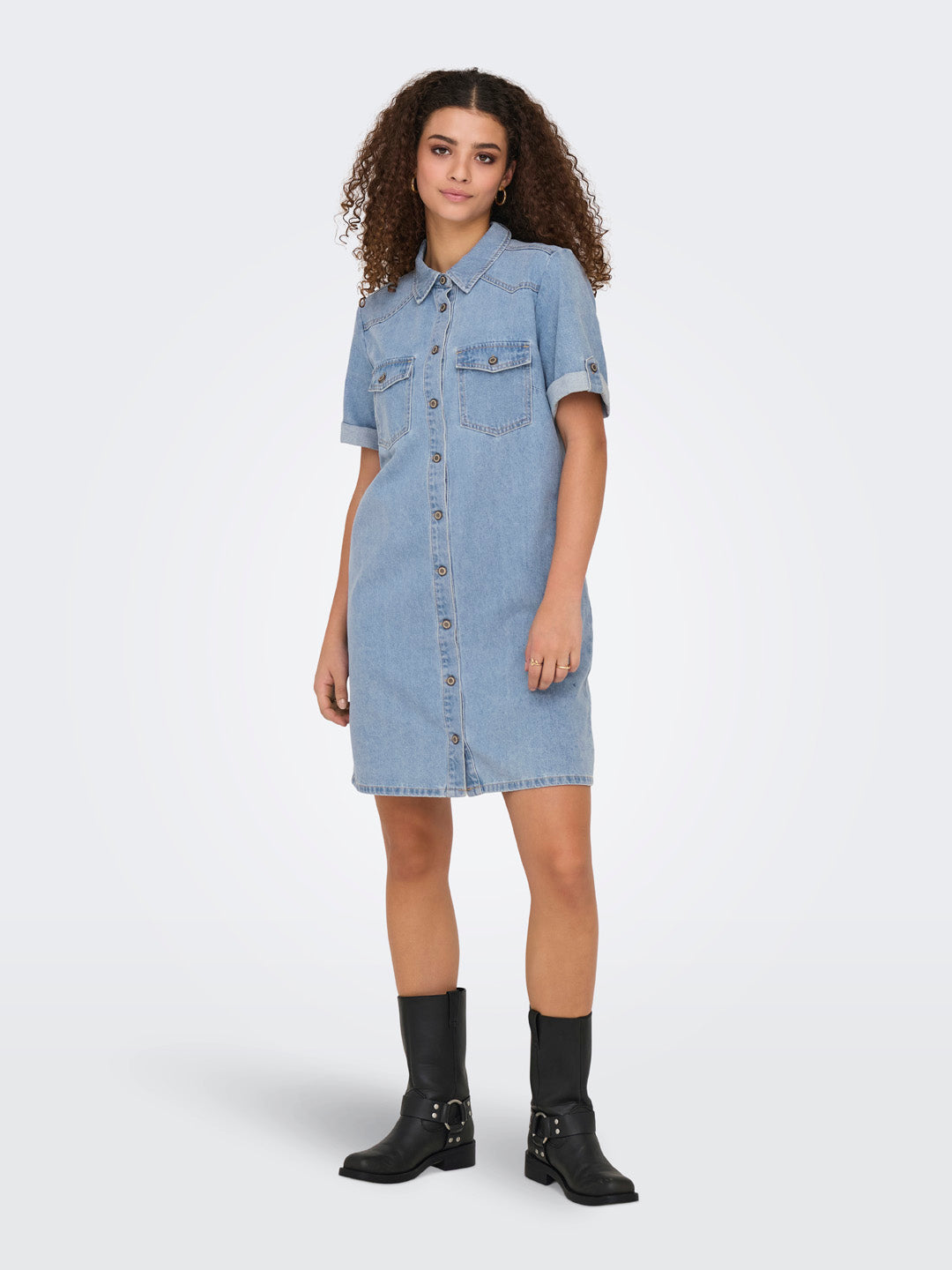 Light Blue Denim Shirt Dress